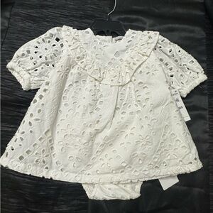 2 Piece White Baby Girl Dress Set